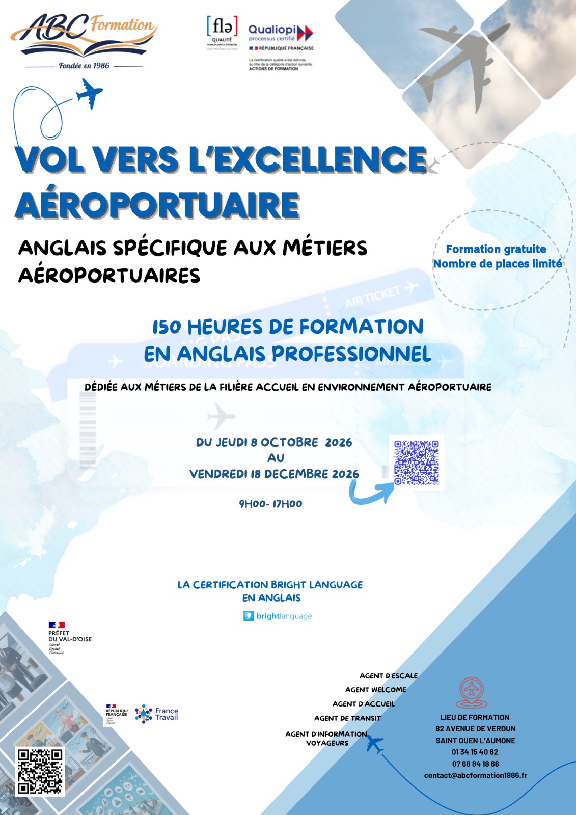 Affiche Vol vers l'Excellence Aéroportuaire, session Saint-Ouen-l'Aumône, ABC Formation